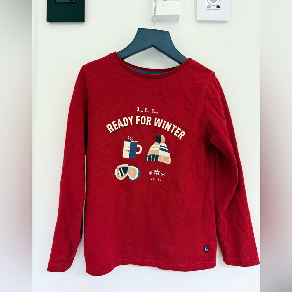Okaidi Kids 'Ready for Winter' Long Sleeve Tee - Red